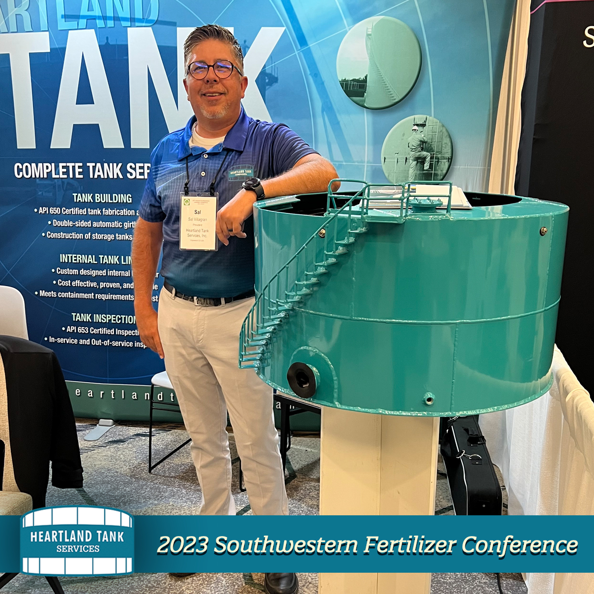 Heartland Tank Services Sal Villagran at the booth at the Southwestern Fertilizer Conference